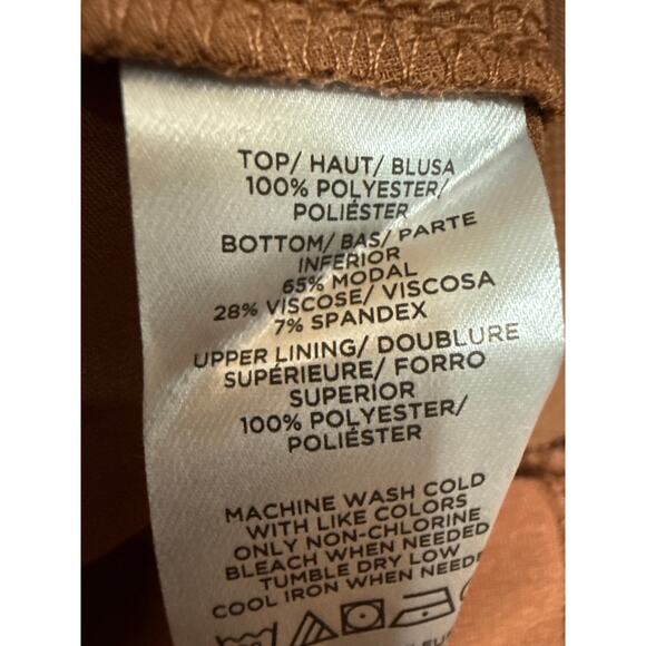 Ann Taylor Brown Silk Satin Long Sleeve V Neck Faux Wrap Blouse Bodysuit Top S - Picture 4 of 4